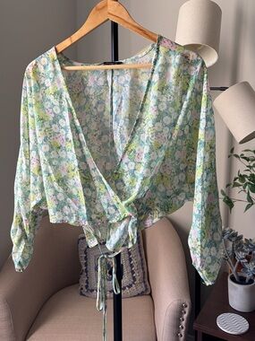 Zara Floral Tie-Front Wrap Top